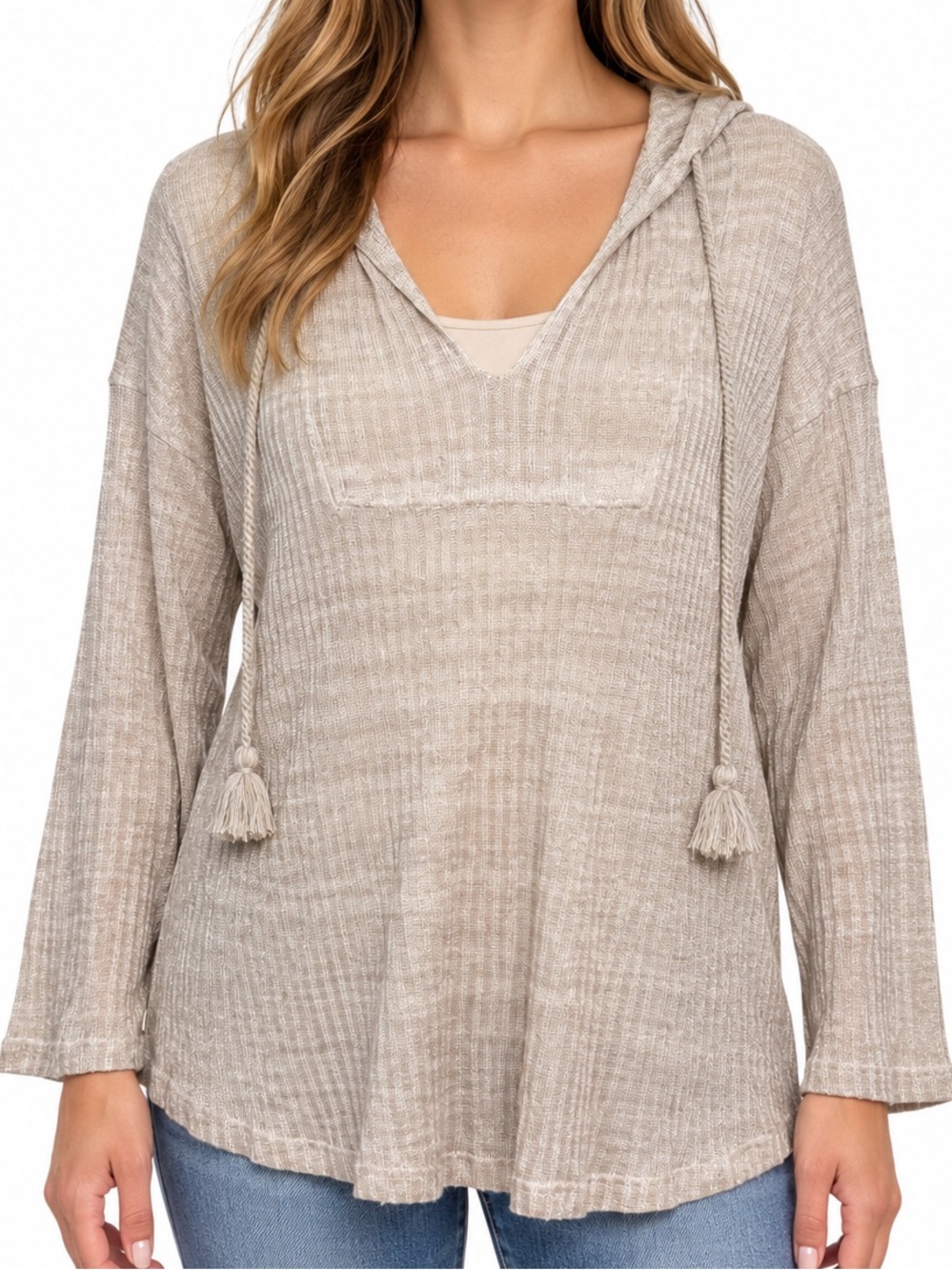 NWT - Something Navy Paz Metallic Linen Blend Hoodie Tan XXS